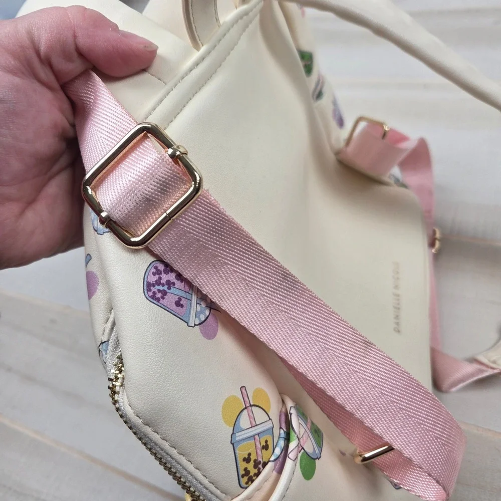 Disney x Danielle Nicole Boba Tea Mickey Mouse Mini Backpack Cream Shaker Pocket